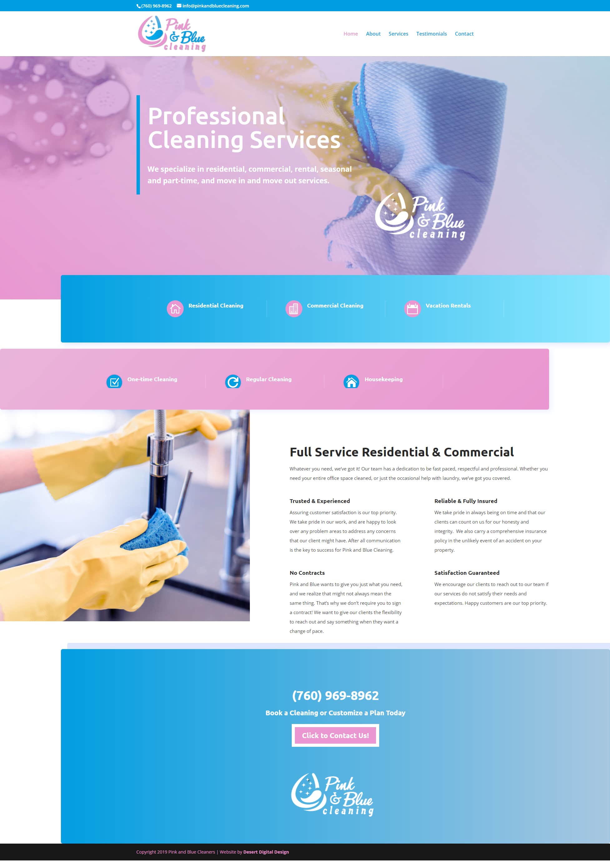 Pink & Blue Cleaning by Desert Digital Design in Palm Springs, CA.
